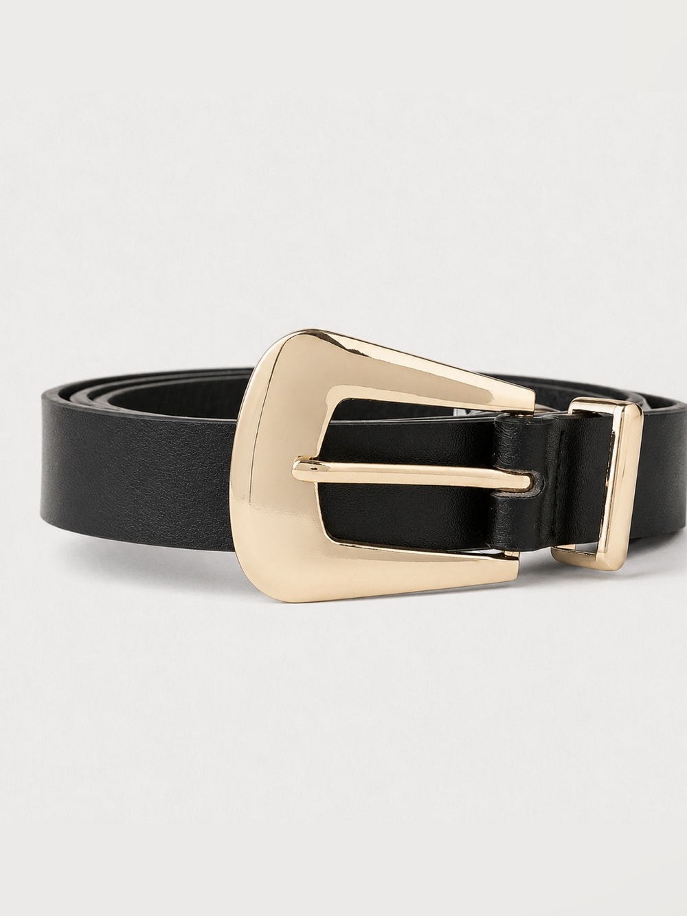 Gold Bulky Buckle Black Belt